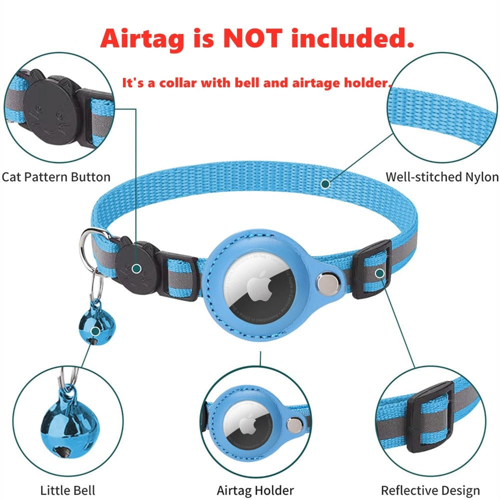 Reflective Airtag Collar for Cats & Dogs – Adjustable Safety Pet Collar