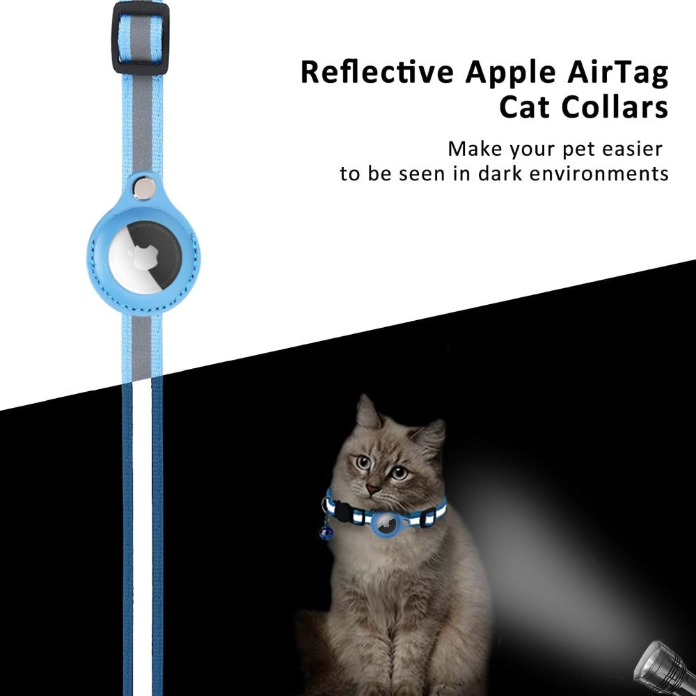 Reflective Airtag Collar for Cats & Dogs – Adjustable Safety Pet Collar