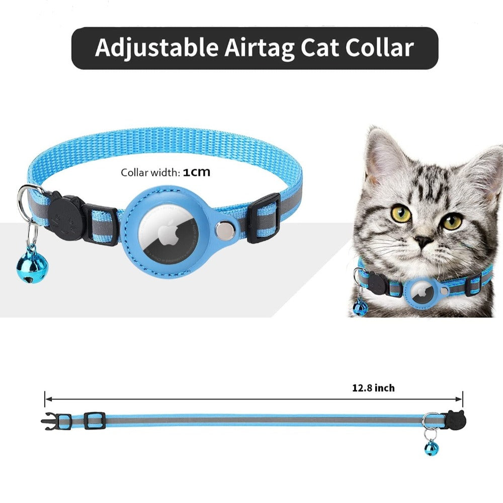Reflective Airtag Collar for Cats & Dogs – Adjustable Safety Pet Collar