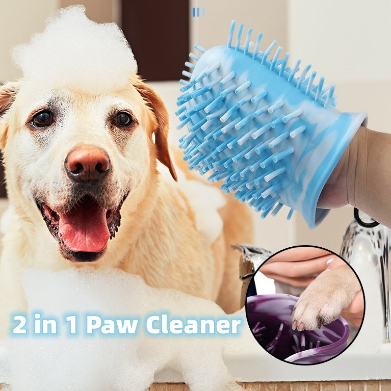 2-in-1 Dog Paw Cleaner Cup – Soft Silicone Pet Foot Washing Brush